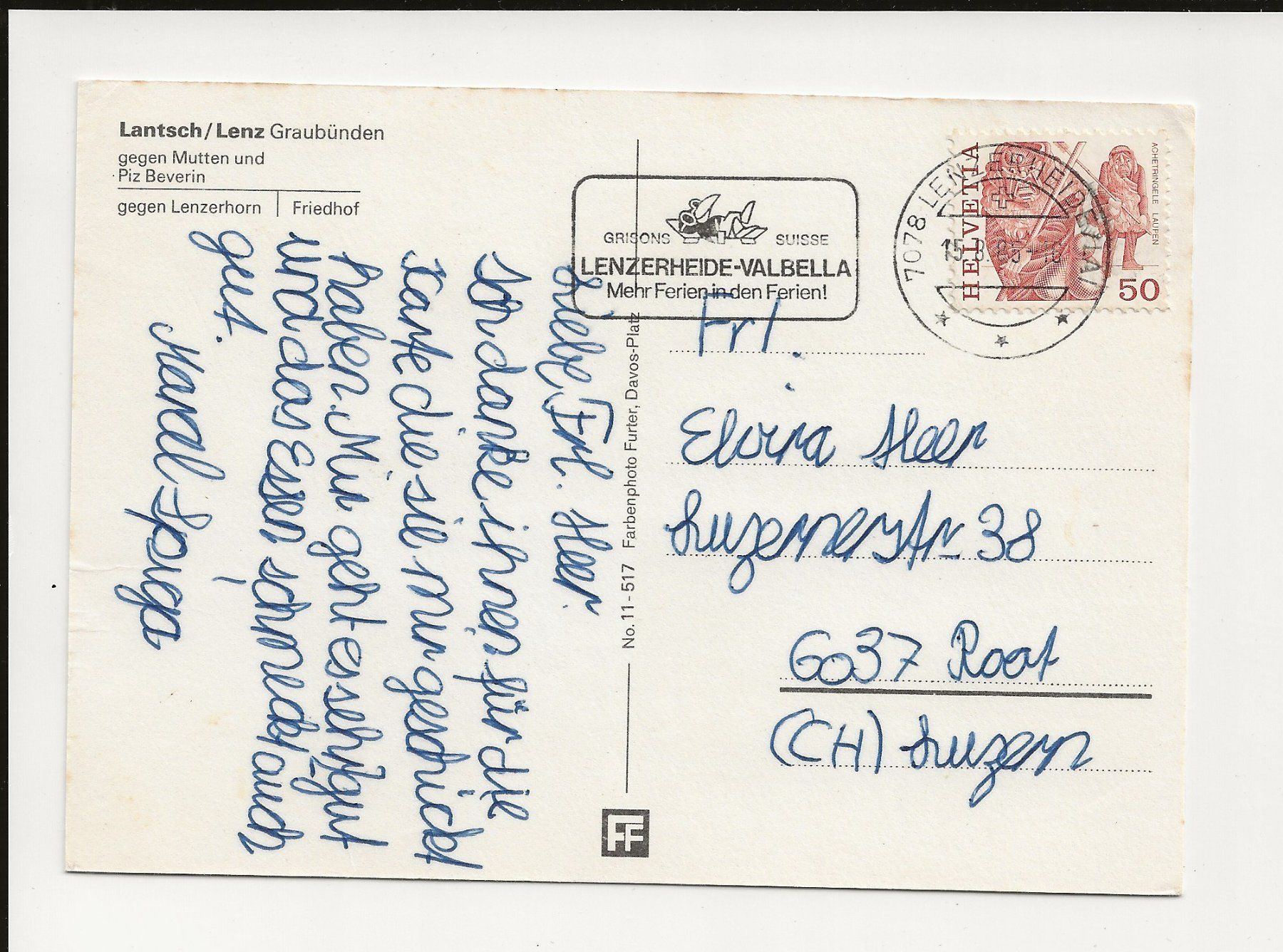 Cartoline postali: AK 1985 Lantsch-Lenz GR – Usato da Greifensee venduto da 315WDO 1