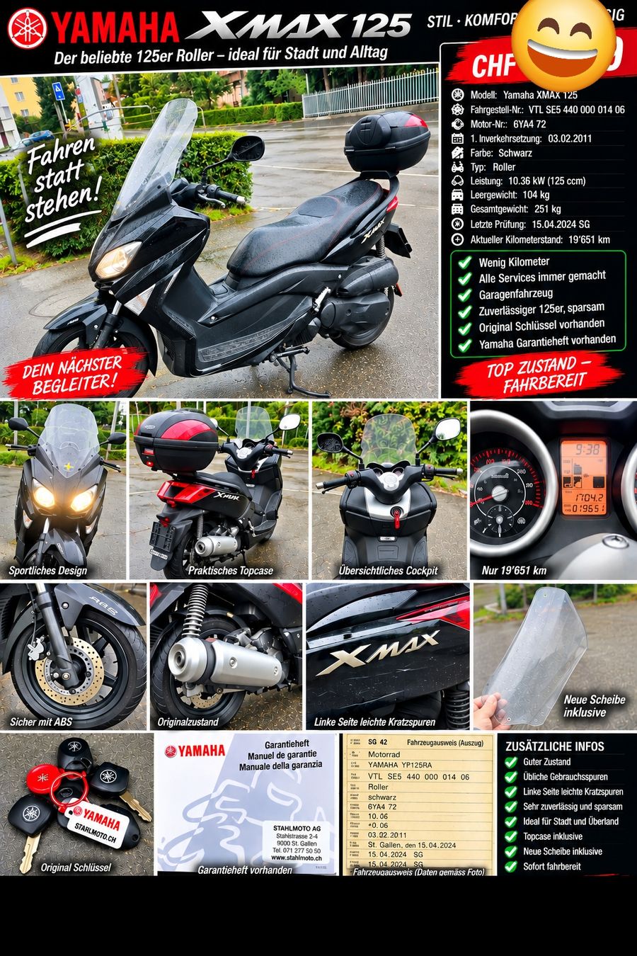 Yamaha Altro: Yamaha XMAX 125 Roller  19651 km – Usato da goldach venduto da siwem 2