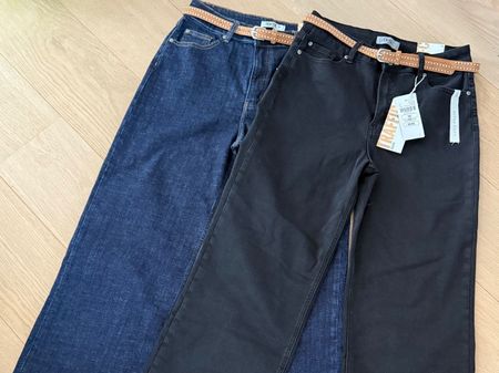 Jeans 2x Chicorée Damen Wide Leg Gr. 38 mit Gürtel, Neu!