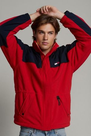 Tommy Hilfiger Vintage Rot & Marine Windbreaker Jacke -