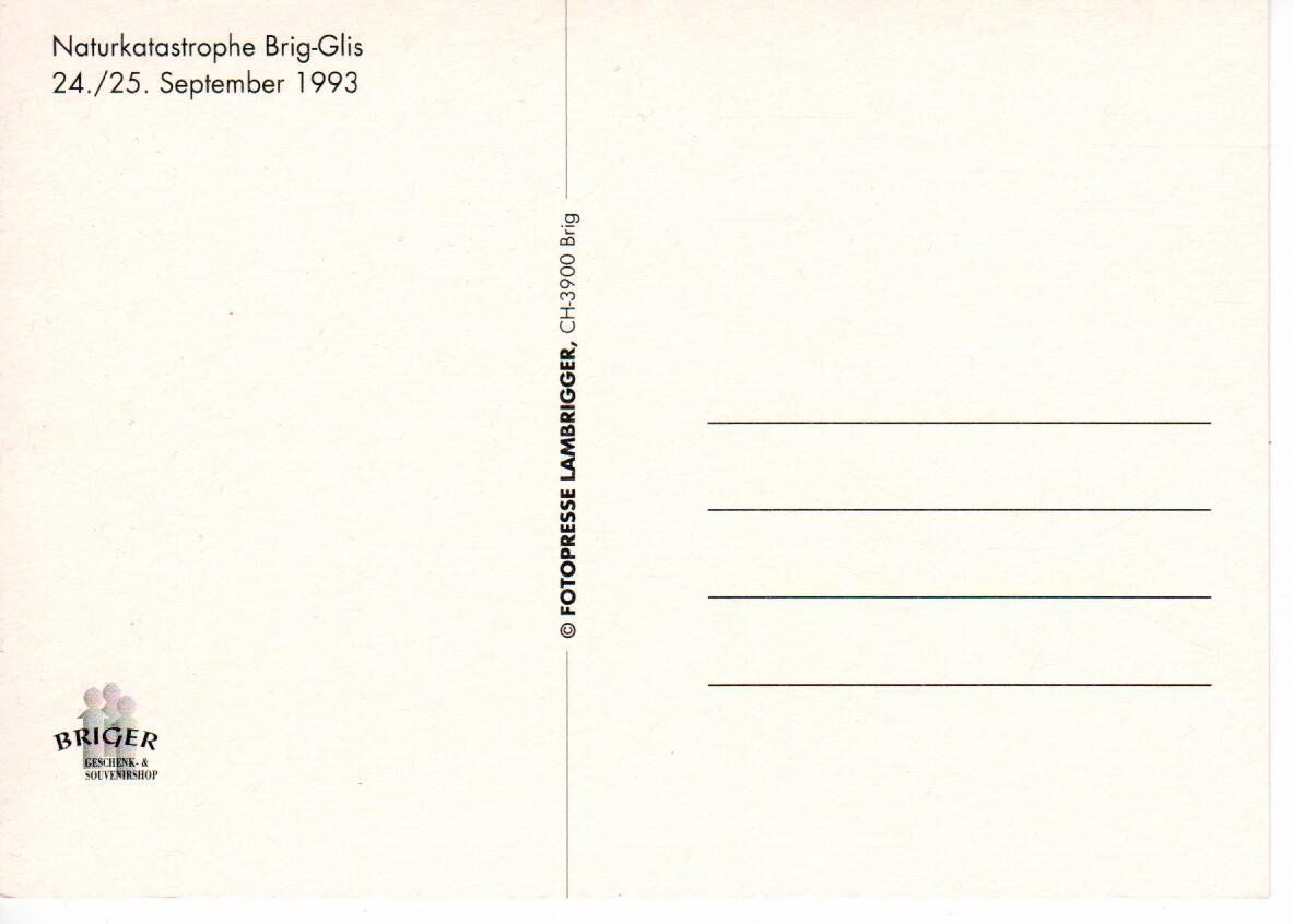 Cartoline postali: Naturkatastrophe Brig - Glis 1993 – Usato da Wolhusen venduto da Curver9 1