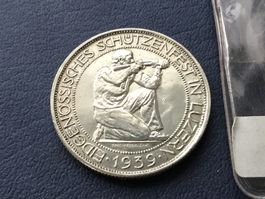 5 Franken Silbermünze LUZERN 1939 VZ ++ Stgl
