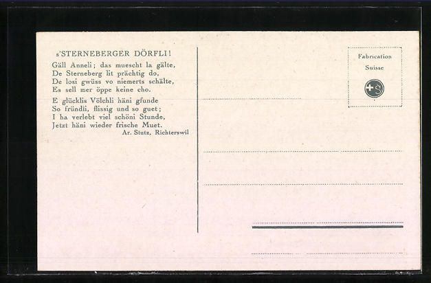 Cartoline postali: Sternenberg, Ortsansicht mit Hörnli – Usato da Berlin venduto da bartko-reher 1