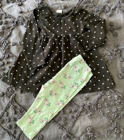 Ensemble fille, robe cœur et legging chatons, taille 74