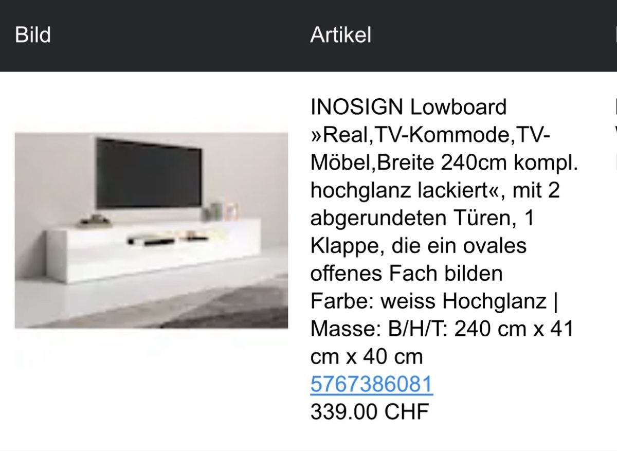 Mobili TV: Lowboard weiss 240 cm - ungebraucht – Nuovo (secondo la descrizione) da Heitenried venduto da micrapella 3