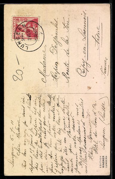Cartoline postali: AK Lungern, Blick auf Obsee mit Kühen – Usato da Berlin venduto da bartko-reher 1