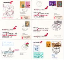 44 Stk. CH Flugpost Briefe ab 1983, Swissair etc.