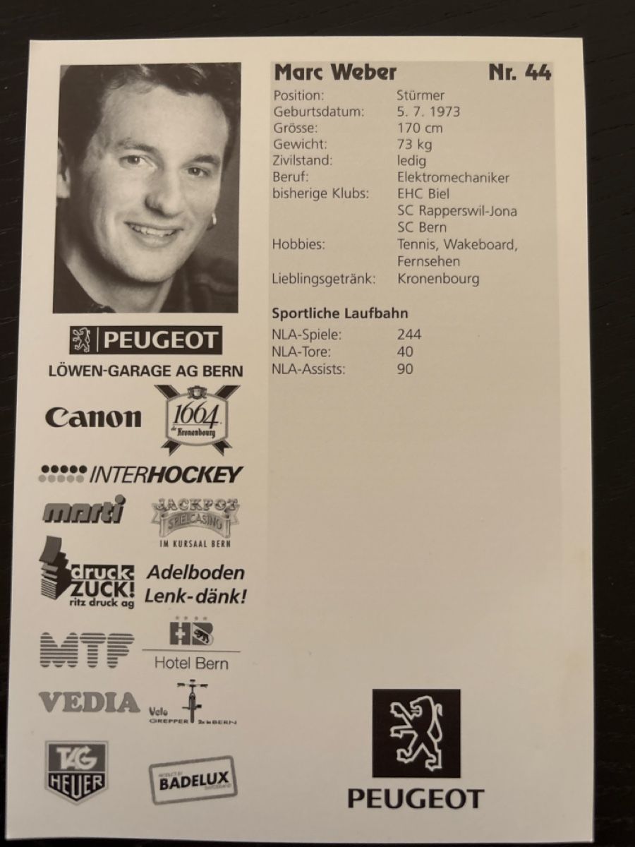 Autografi: Signierte Autogrammkarte Marc Weber SC BERN – Usato da Uetendorf venduto da hoisle 1