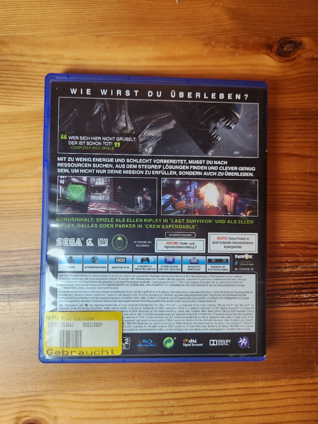 Sony Spiele: Alien Isolation: Ripley Edition - PS4 - – Gebraucht aus Tafers von whereyogamesat 1
