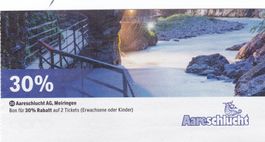 Bon Aareschlucht 30% Rabatt auf 2 Tickets