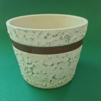 Kleiner Blumentopf Weiss/Gold mit Metallschreifen 12cm hoch