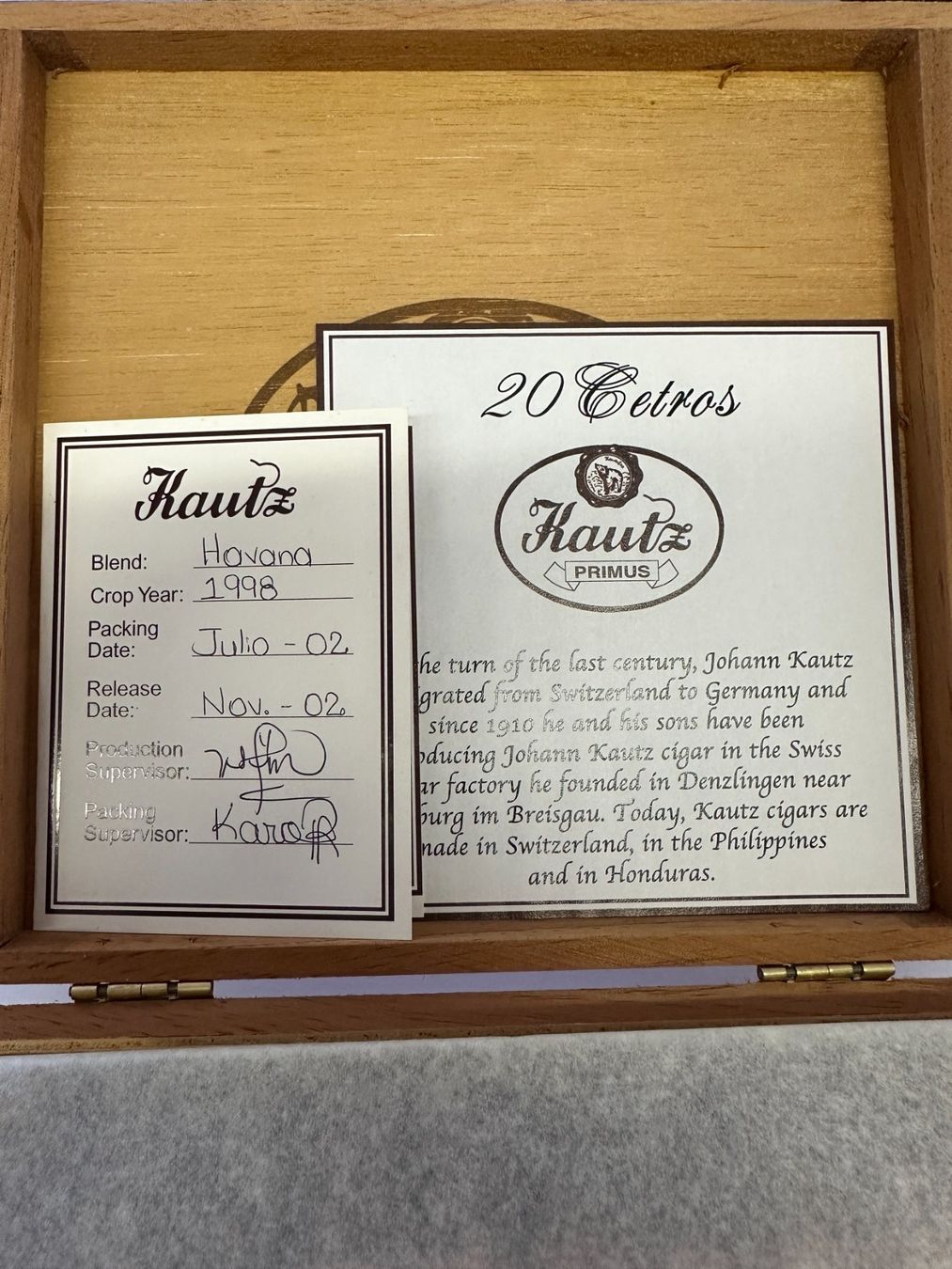 Sigari: Kautz Primus Cetros – Nuovo e nell'imballaggio originale da Walchwil venduto da smokies 2