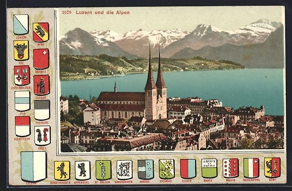 Cartoline postali: Luzern, Teilansicht mit Kirche und den A – Usato da Berlin venduto da bartko-reher
