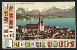Luzern, Teilansicht mit Kirche und den A