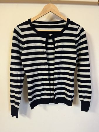 Gestreifte Strickjacke, dunkelblau/weiss, Grösse S
