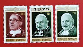 RUANDA VATIKAN PAPST JOHANNES ÜBERDRUCK ANNEE SAINTE 1975**