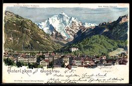 Künstler-AK C. Steinmann: Interlaken, Panoramablick auf Stad