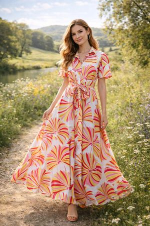 ANONYME DESIGNERS MAXI Kleid Baumwolle Hemdbluse dress Gr.S