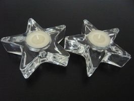 2 Kristallsterne mit Kerze