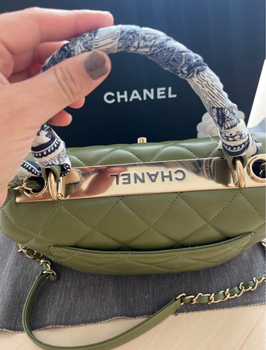 Chanel Taschen für Damen: Chanel Top Handle Flap Bag - Olive Green Quilted 53 – Gebraucht aus Gebenstorf von AA2015 2