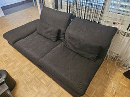 Gemütliches sofa mit Hocker, anthrazit