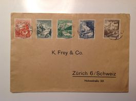 timbre - lettre - Allemagne - Zurich 1938 - zoll geoffnet