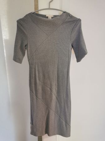 Elegantes Damenkleid hellgrau stretch körperbetont, Gr. 42