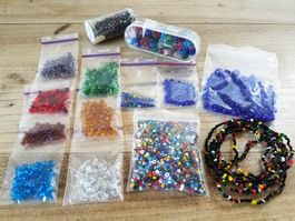 Grosses Lot alte Glasperlen Bastelperlen Set bunt assortiert