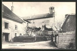 Pampigny, l'église, animée, vers 1915