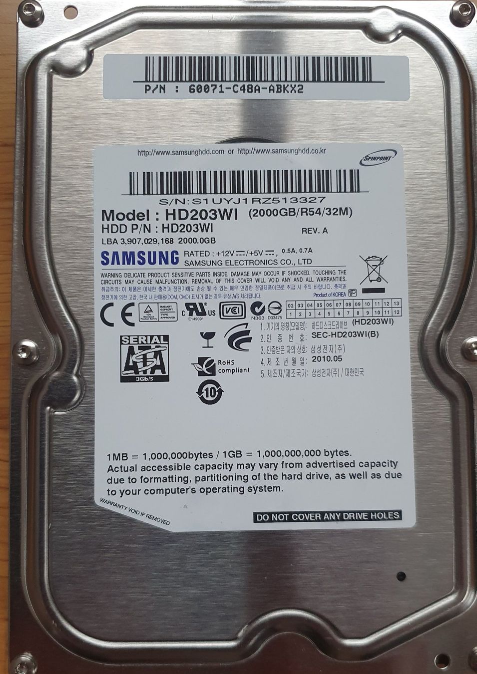 Samsung Dischi rigidi: Festplatte Samsung 2000GB 3.5" – Usato da Wangen an der Aare venduto da urs_8zcd