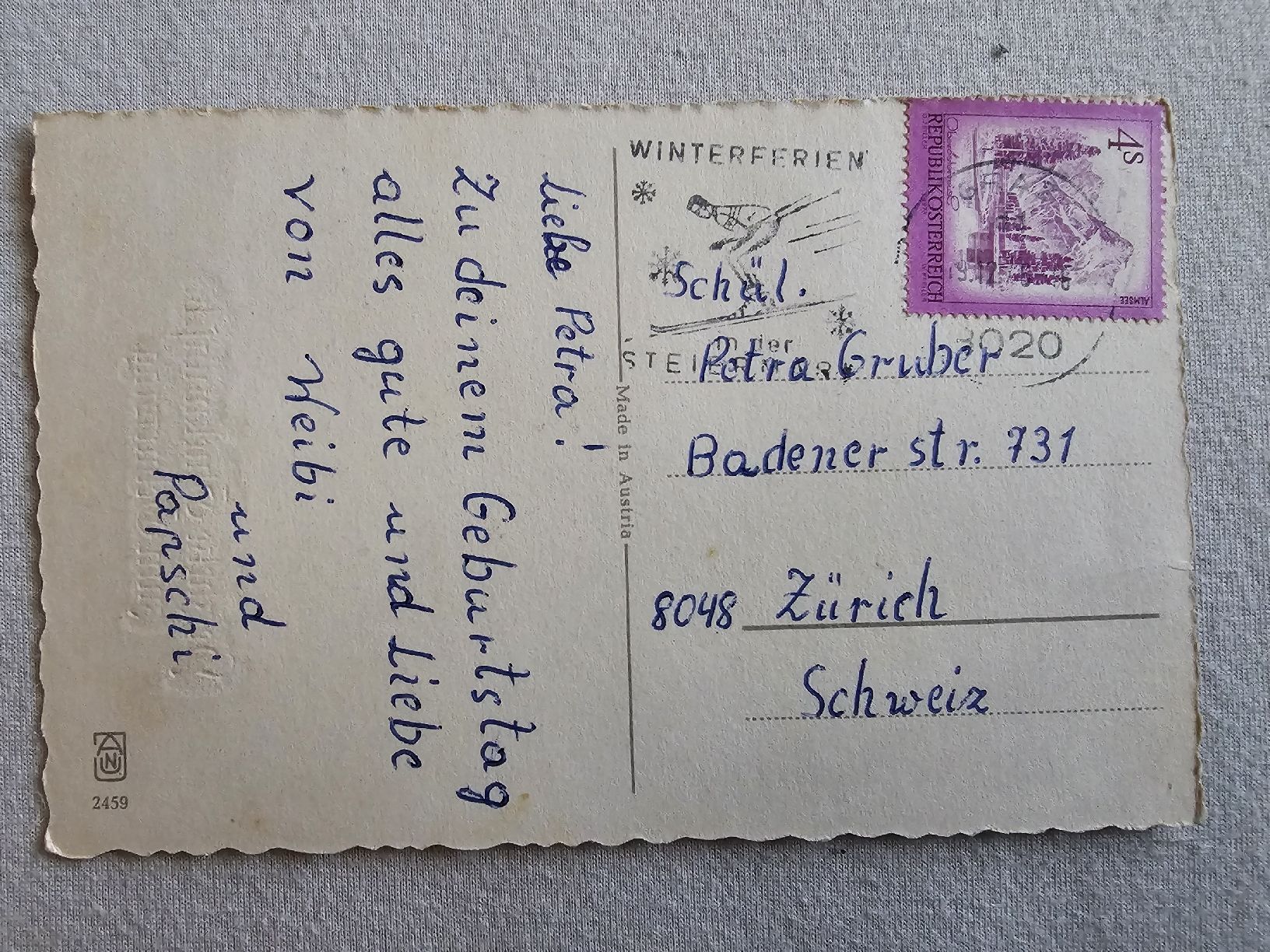 Cartoline postali: Alte Ansichtskarte Geburtstag Junge Blumen gestempelt – Usato da Bütschwil venduto da Taranabo 1