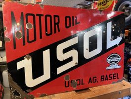 USOL Motor Oil XL Emailschild, Rarität aus Basel.