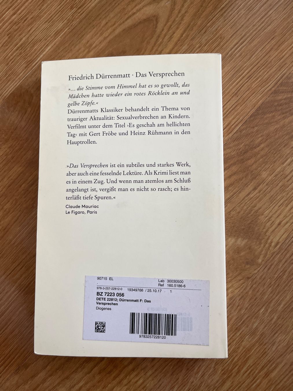 Libri: Friedrich Dürrenmatt Das Versprechen Roman Diogenes – Usato da Küsnacht ZH venduto da asc_8wmm 1