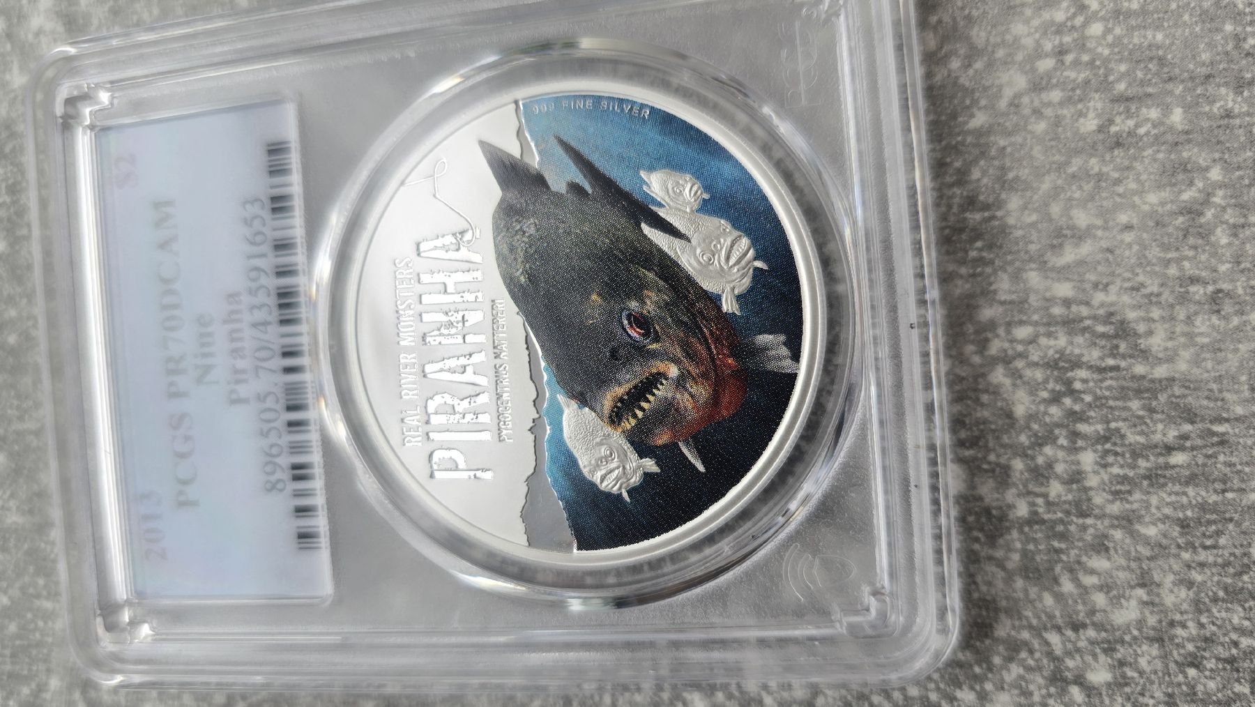 Tutti le monete: 2013 Piranha Silver Proof PCGS PR70DCAM River Monsters – Nuovo (secondo la descrizione) da Petit-Lancy venduto da SilverCoinCoin