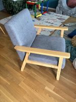 Stylish Armchair - Light Wood & Grey - Bargain Price!