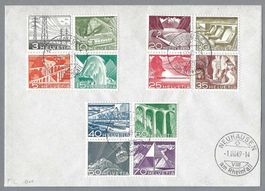 1949, FDC  Z/297-308, TECHN. u. LAND., ET-0 NEUHAUSEN 1.VIII