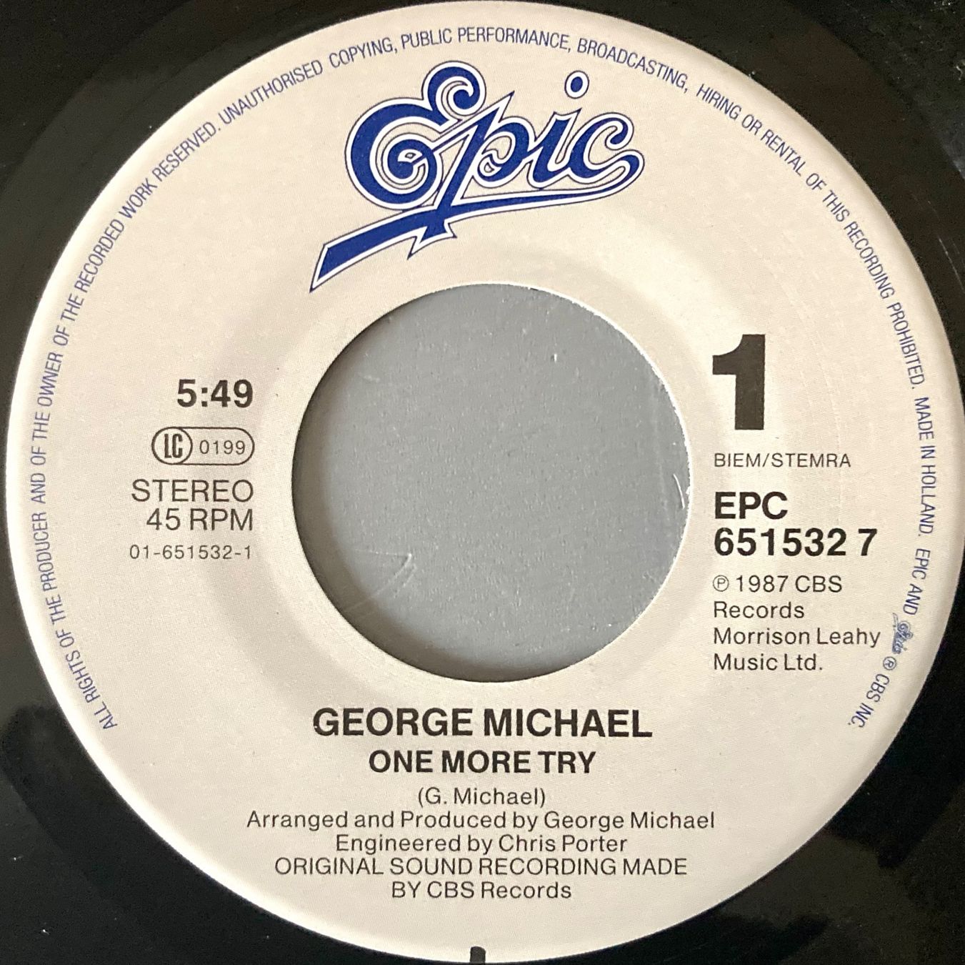 Schallplatten: GEORGE MICHAEL - ONE MORE TRY – Gebraucht aus Poliez-Pittet von Newtown-Records 2