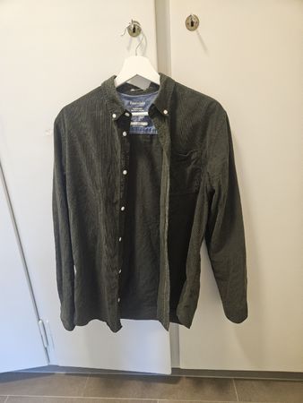 Herren Hemd, Cord, dunkelgrün, Grösse M, 