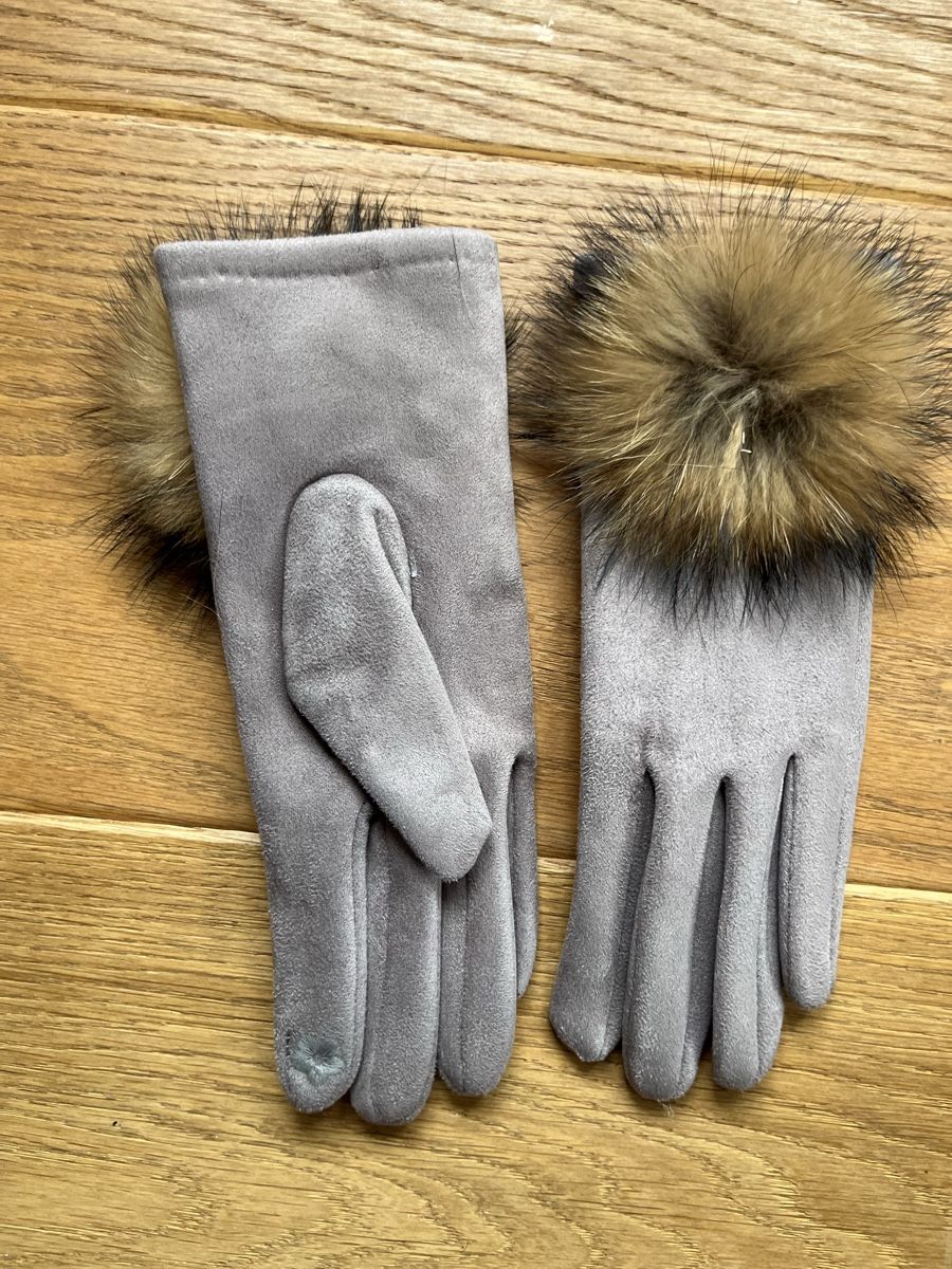 Guanti & manicotti: Winterhandschuhe, grau mit Fellbommel - Grösse M, neu! – Nuovo (secondo la descrizione) da Wädenswil venduto da Iana32 1