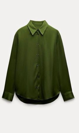 Zara grüne  Satin Bluse  S