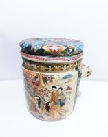 Antike Porzellan Dose handbemalt Geishas Japan Vintage