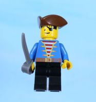 LEGO Minifigur Pirate Blue Jacket, Black Legs, Brown Pirate
