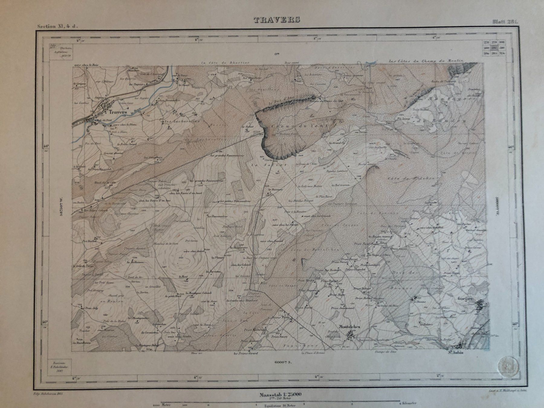Landkarten & Atlanten: Siegfriedatlas Bl. 281: Travers 1885 – Gebraucht aus Zürich von allp 1
