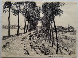 Jacques Jacobi: Kanal bei SLUIS NL, Tuschezeichnung (I) 1944