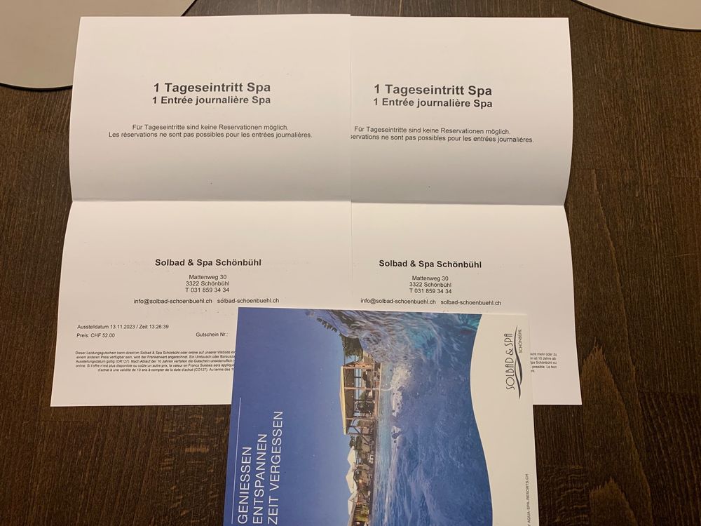 2 Tageseintritte Solbad & SPA Schönbühl BE (Neu und originalverpackt ...