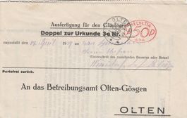 Urkunde-Betreibungsamt Olten-Gösgen 1929