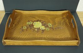 Serviertablett Holz mit floraler Malerei