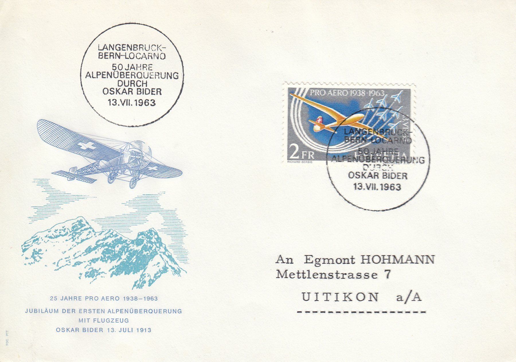 Tutti i francobolli: 1963 Pro Aero 50 Jahre Alpenüberquerung – Usato da Spreitenbach venduto da Mustang_1105