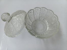 Vintage Bonbonniere Glasschüssel mit Deckel