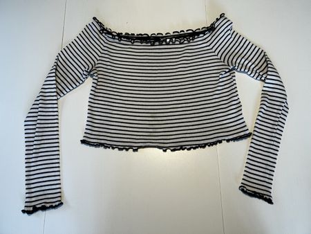 Schwarz-Weiss Gestreiftes Crop Top, H&M, Grösse M